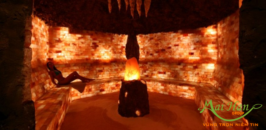 phòng xông hơi ốp đá muối himalaya Đá muối Himalaya trong thiết kế nội thất